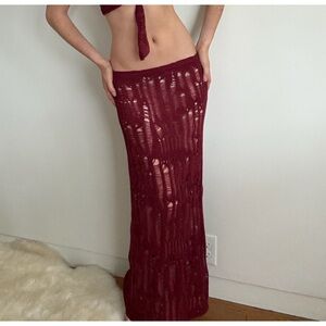 JADED LONDON set Odette laddered knit skirt shredded + top
